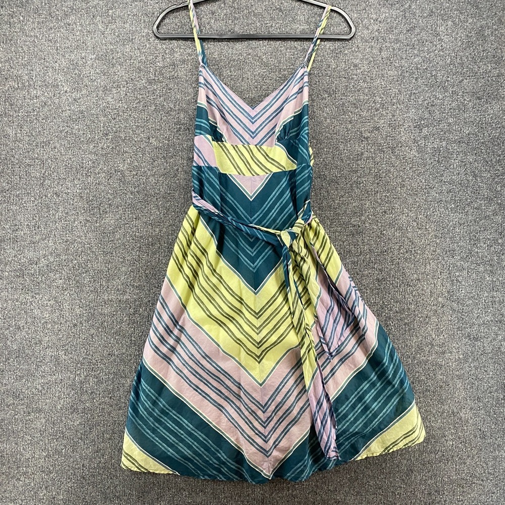Vintage 90s Old Navy Dress Womens S Chevron V-Neck Sleeveless Midi Y2K Boho